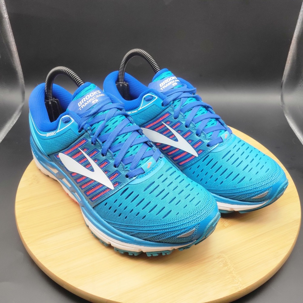 Brooks Transcend 5 Womens Running Shoes Blue Pink 1202631B474 Size 8 Medium B